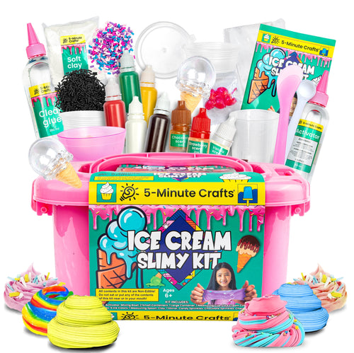 5-Minute Crafts Ice Cream Slime Kit Pretend Play Food Arts and Crafts Set for Kids Ages 6+ Non Toxic