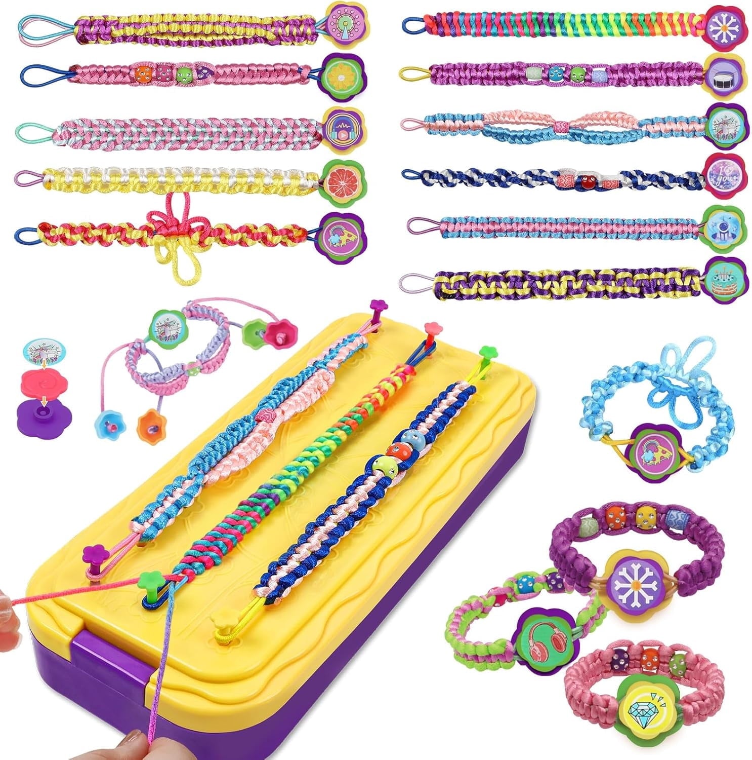CandWuom Friendship Bracelet Making Kit, Bracelet Kit for Girls, Jewelry Bracelet Kit, Best Gifts Ideas for Kids Age 7 8 9 10 11 12 Year Old (Yellow)