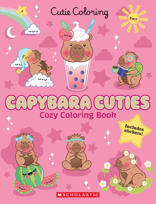 Capybara Cuties: Cozy Coloring Book, 96 pages (Paperback)