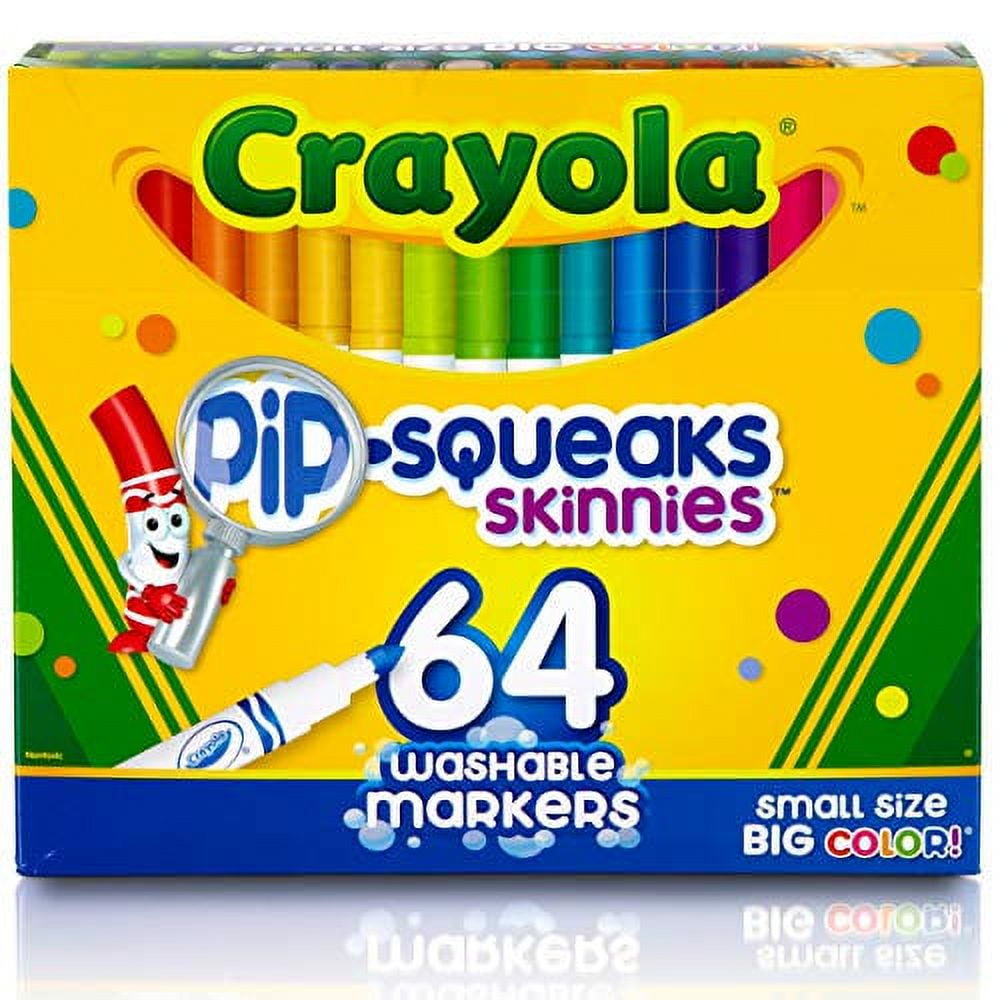 Crayola Pip-Squeaks Skinnies Washable Markers, Fine-Point, Multicolor, 64 Count