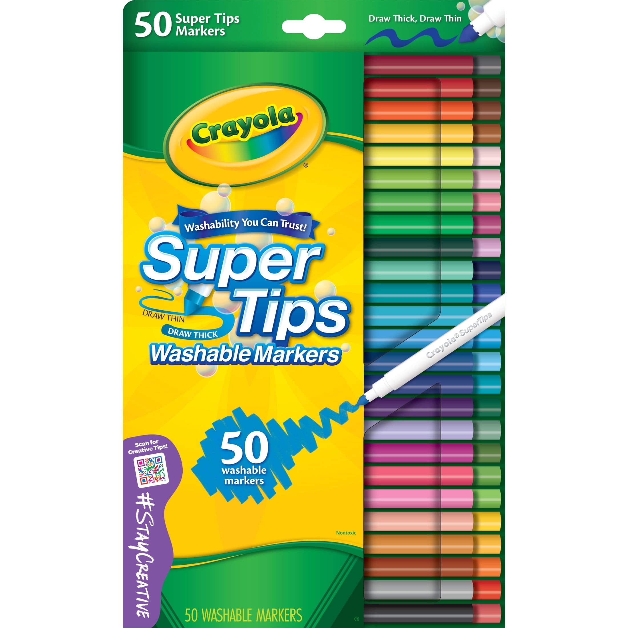 Crayola Super Tips Washable Markers for Kids, 50 Ct, Back to School Supplies, Arts and Crafts, Classroom Must Haves, Coloring Gifts for Teachers and Kids, Ages 3+