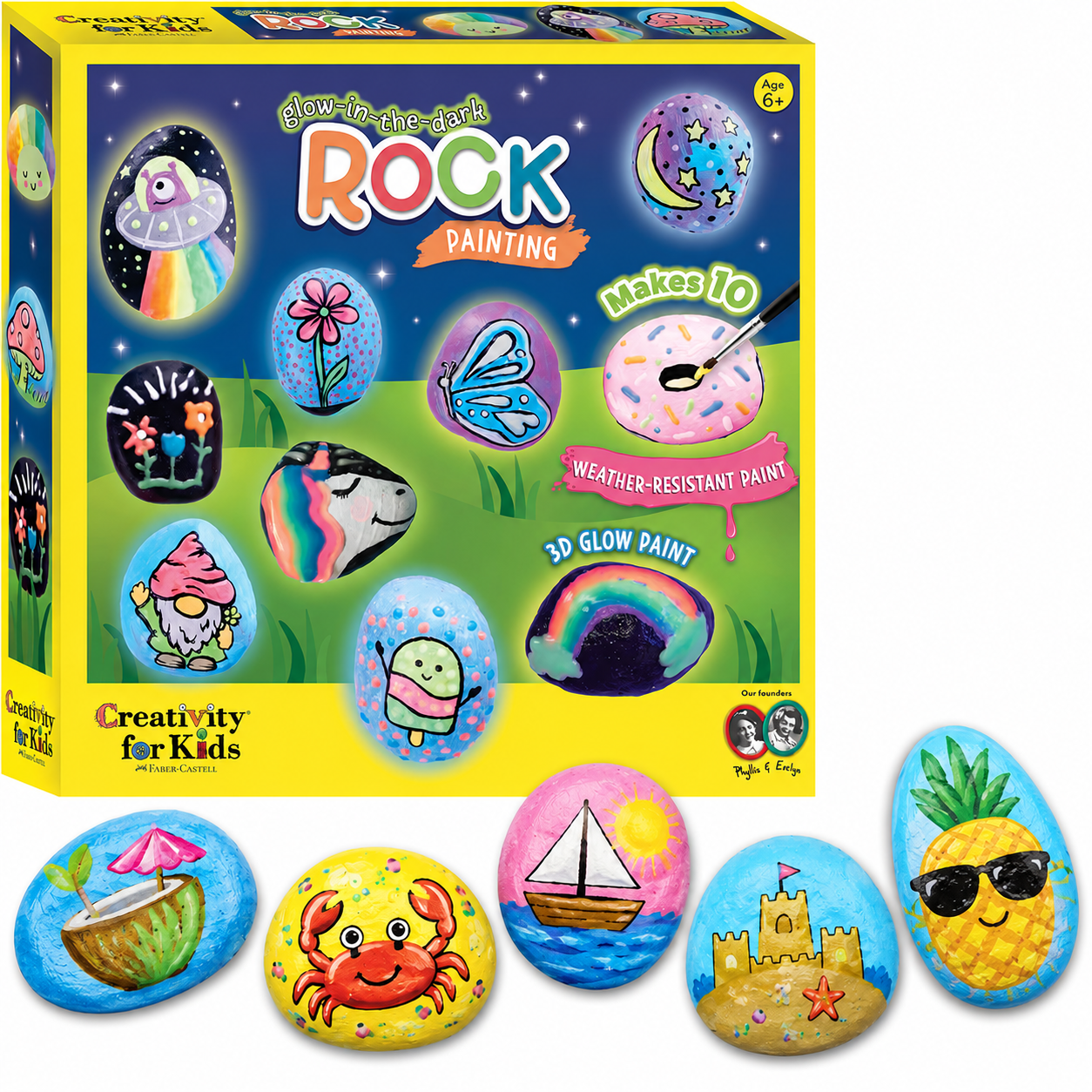 Creativity for Kids Glow in the Dark Rock Painting Kit | Paint & Decorate 10 Rocks (Ages 6+)