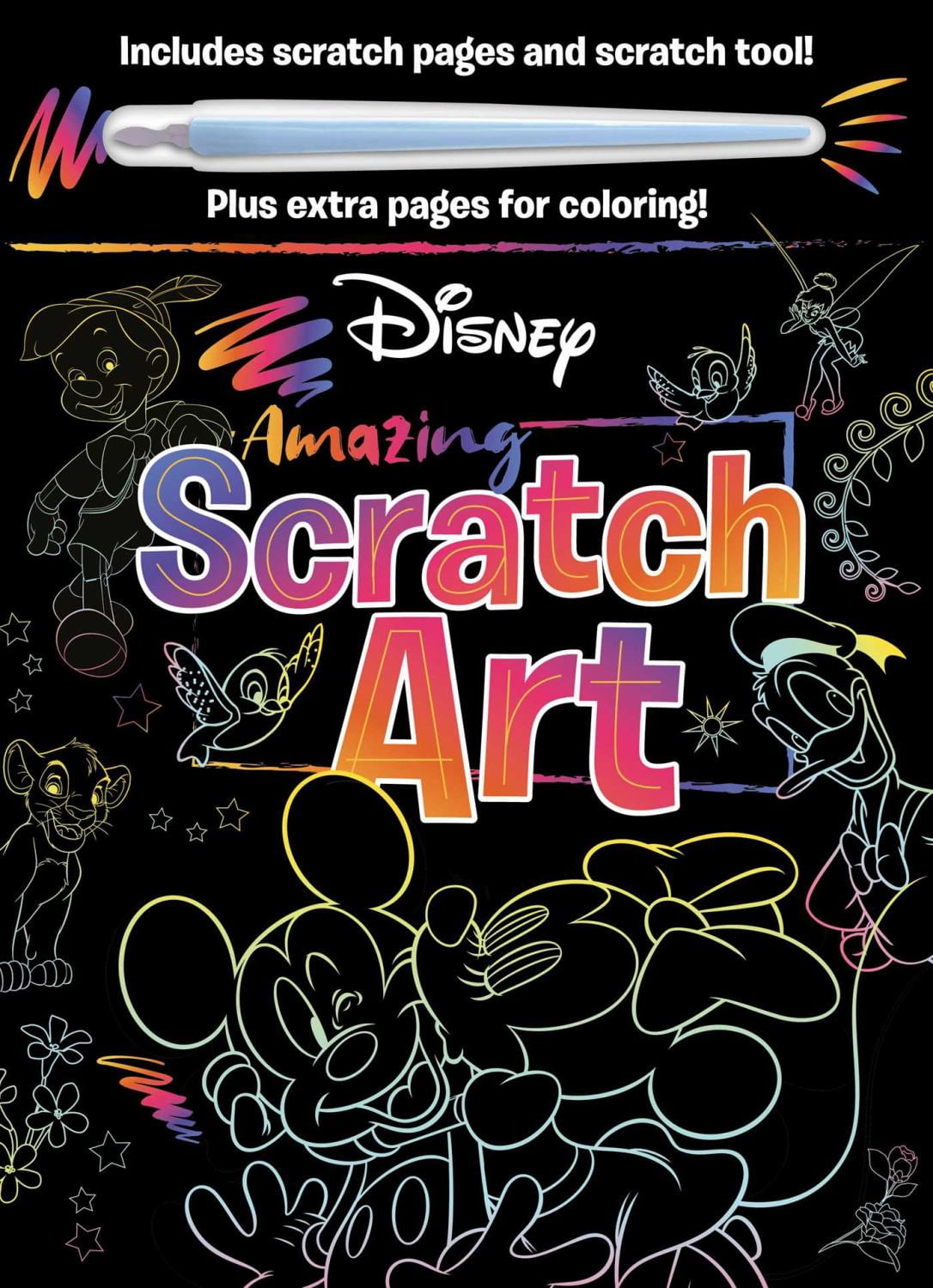 Disney - Amazing Scratch Art: With Scratch Tool and Coloring Pages, 24 pages (Paperback)