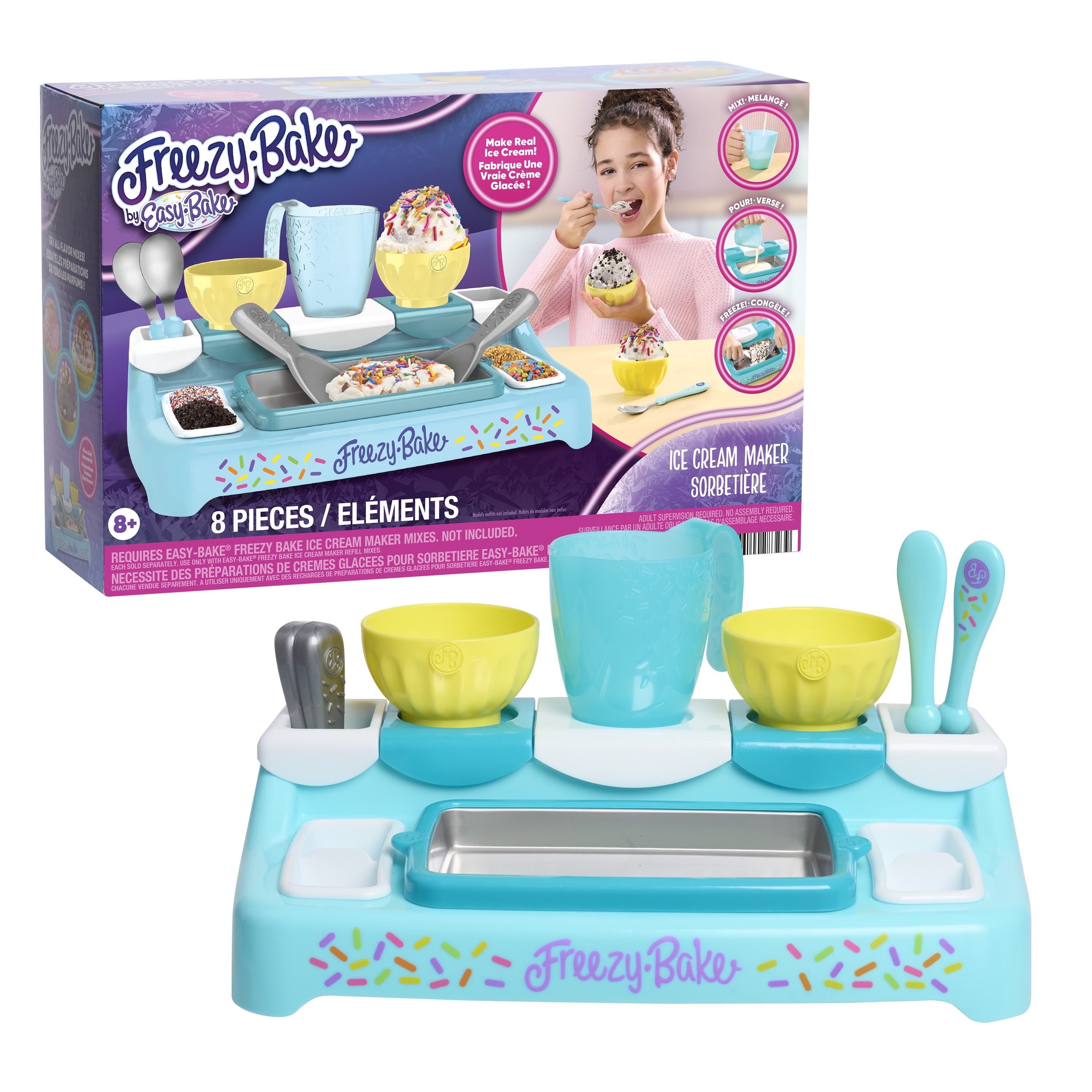 Easy Bake Freezy Bake Ice Cream Maker Toy, Plastic Kitchen Playset for Kids Ages 8 and up
