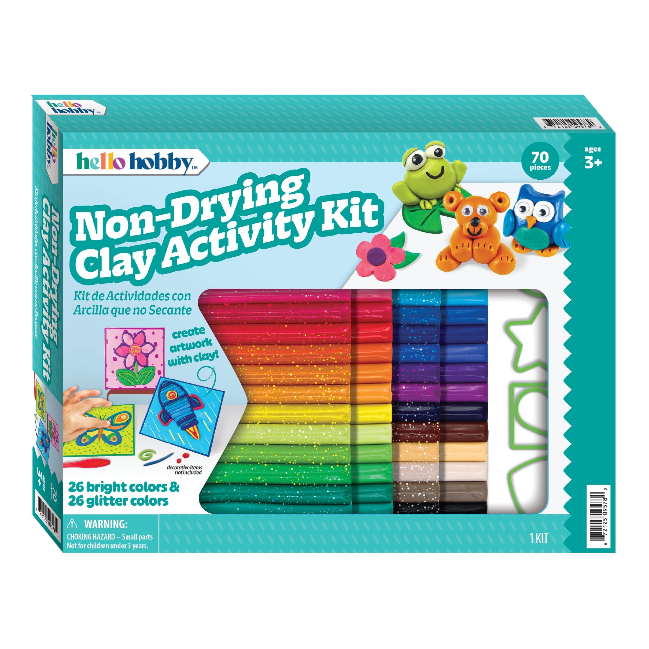 Hello Hobby Non-Drying Modeling Clay Kit - Arts and Crafts Kit for Kids with 70 Pieces and Guided Activities