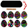 Kabnic 12 Pcs Easter Eggs Scratch Cards for Kids, DIY Magic Rainbow Color Craft Kit, Party Favors, Christian Easter Resurrection Gifts, Sunday School Classroom Decorations