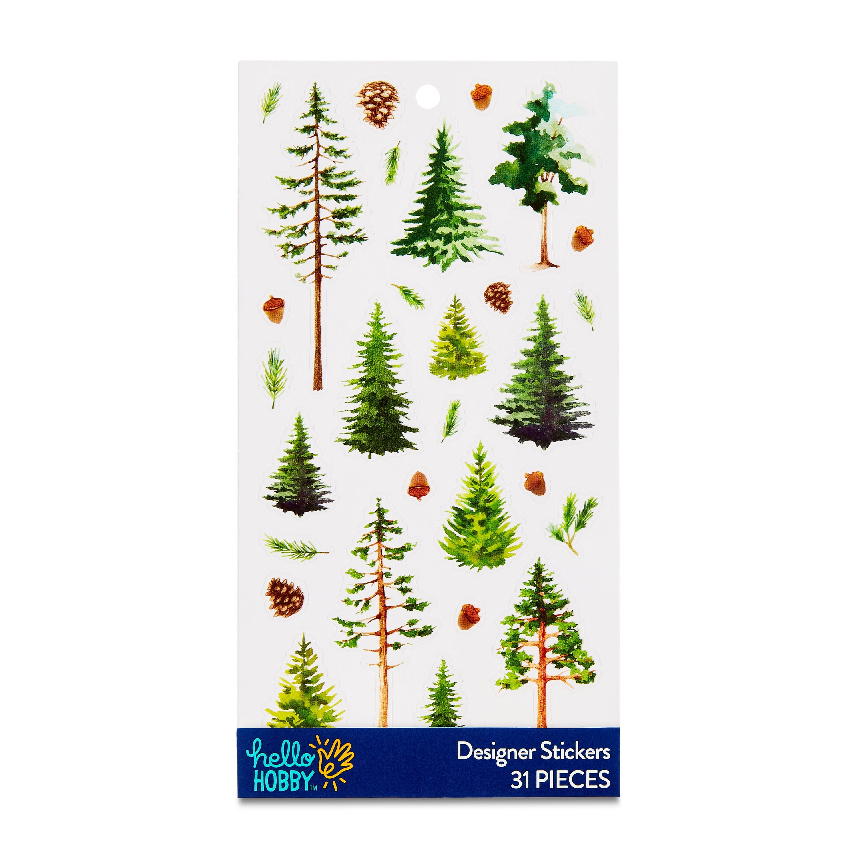 Hello Hobby Green Trees Designer Stickers, 31 Count