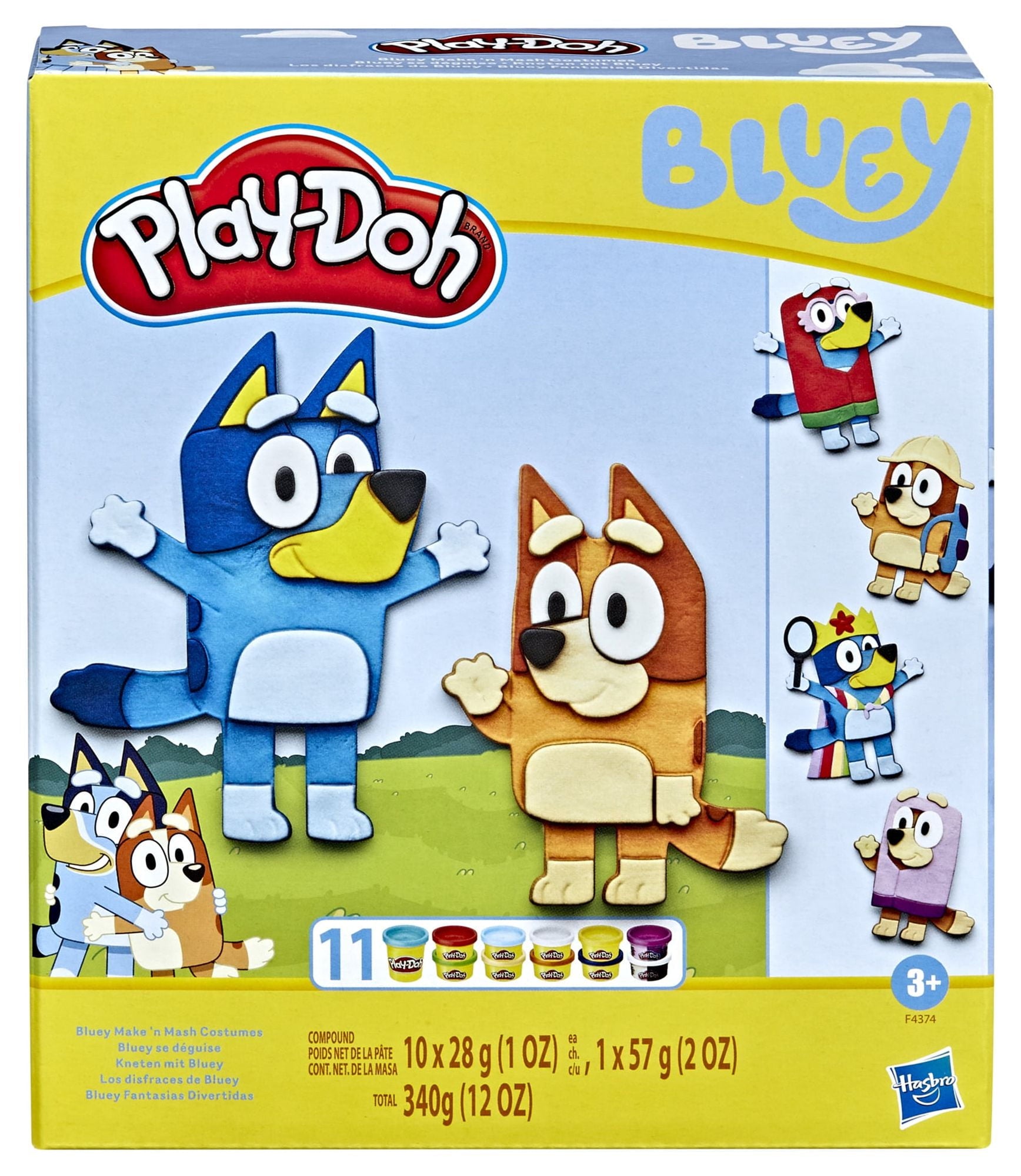Play-Doh Bluey Make 'n Mash Costumes Playset with 11 Cans, Non Candy Halloween Treats, Preschool Toys