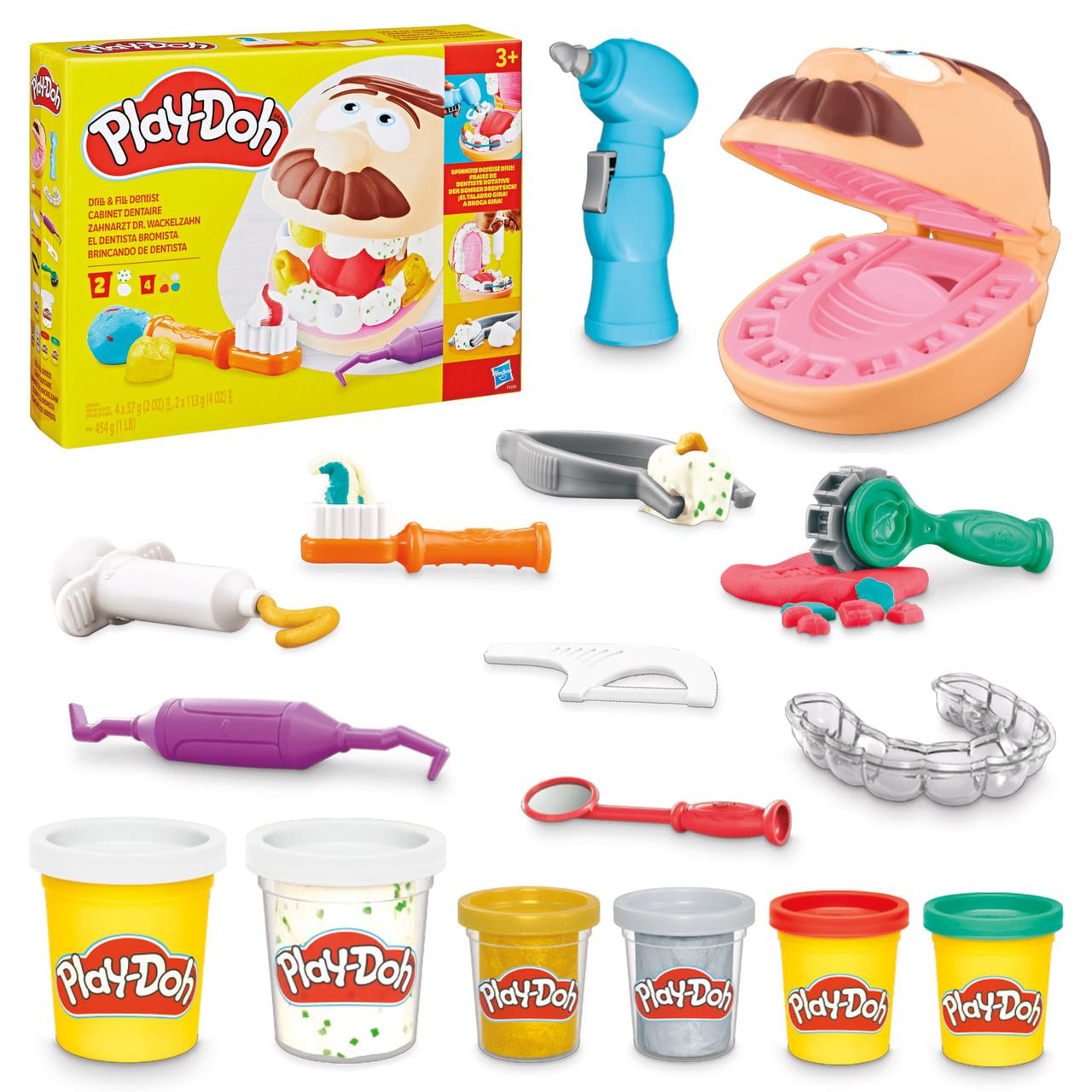 Play-Doh Drill 'n Fill Dentist Toy with 9 Accessories and 6 Cans, Kids Toys