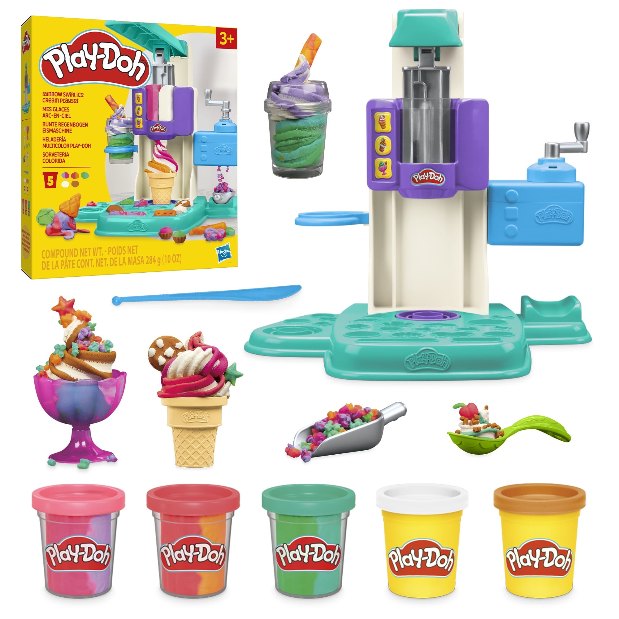 Play-Doh Rainbow Swirl Ice Cream Play Doughs Playset, Birthday Gifts, 2 oz, Ages 3+