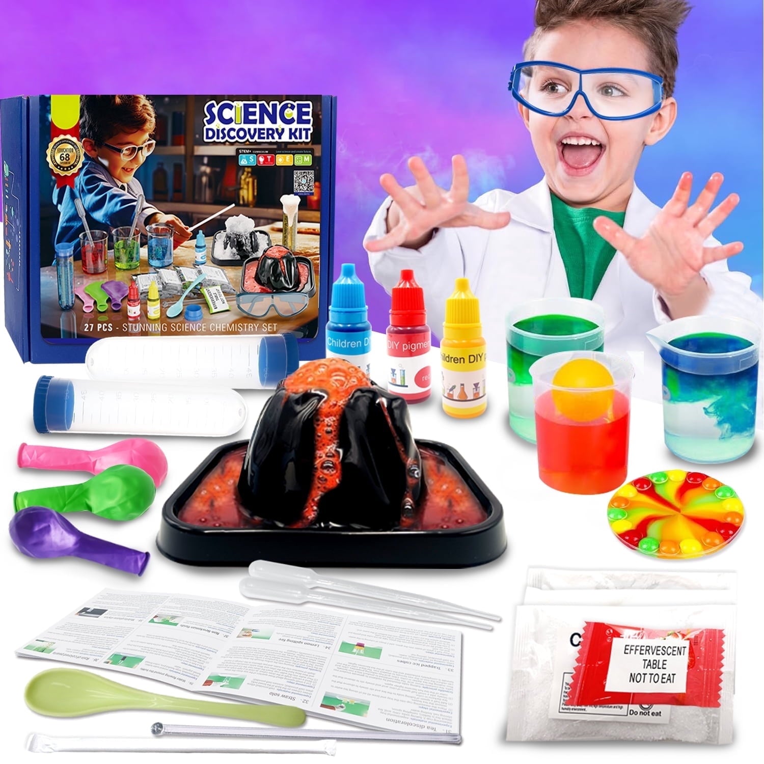 Science Kits for Kids, 68 Lab Experiments, STEM Scientist Toys for Boys Girls Ages 8-11, Birthday Gift for Toddlers 9 10 11 12 Years