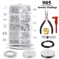 Yalumo Jewelry Making Supplies Kit, 905 Pcs Jewelry Repair Kit with Pliers Findings and Beading Wires for Adults and Beginners(Silver)